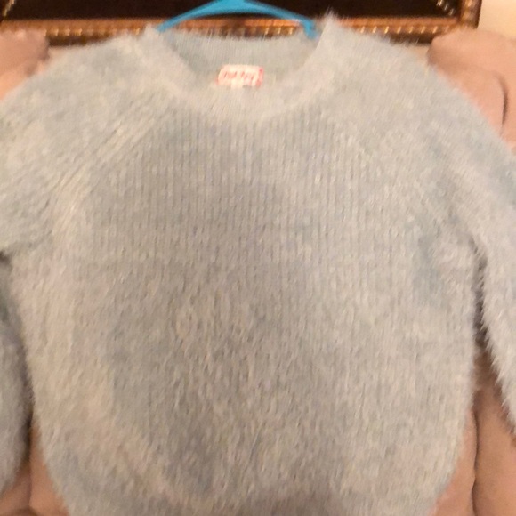 Pink Rose Fuzzy Sweater-Ice Blue - Picture 5 of 6